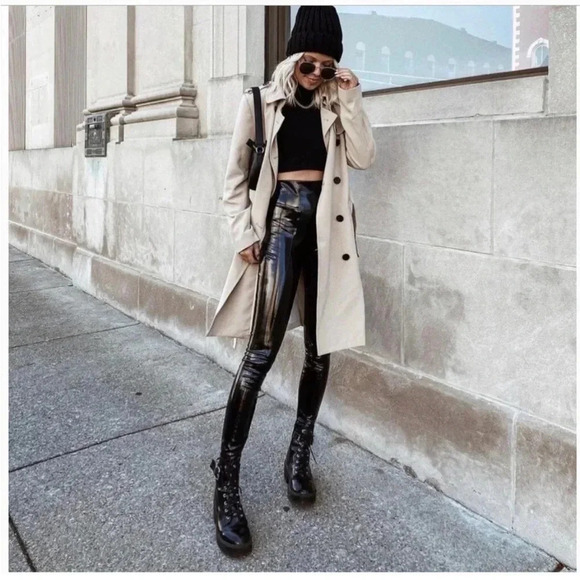 Spanx Womens Large Faux Patent Leather Leggings - Picture 2 of 13